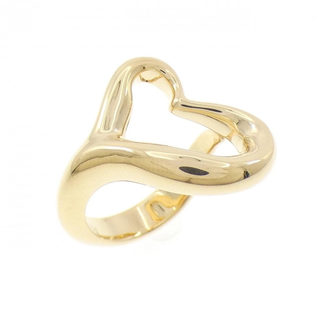 TIFFANY & CO. OPEN HEART RING: Tiffany & Co. Open Heart Ring Brand: Tiffany Type: Ring Material: 750 Yellow Gold, Color: Yellow Gold Size: 6.5 (US size) Accessories: None Accessories Notice: When purchasing pre-owned
