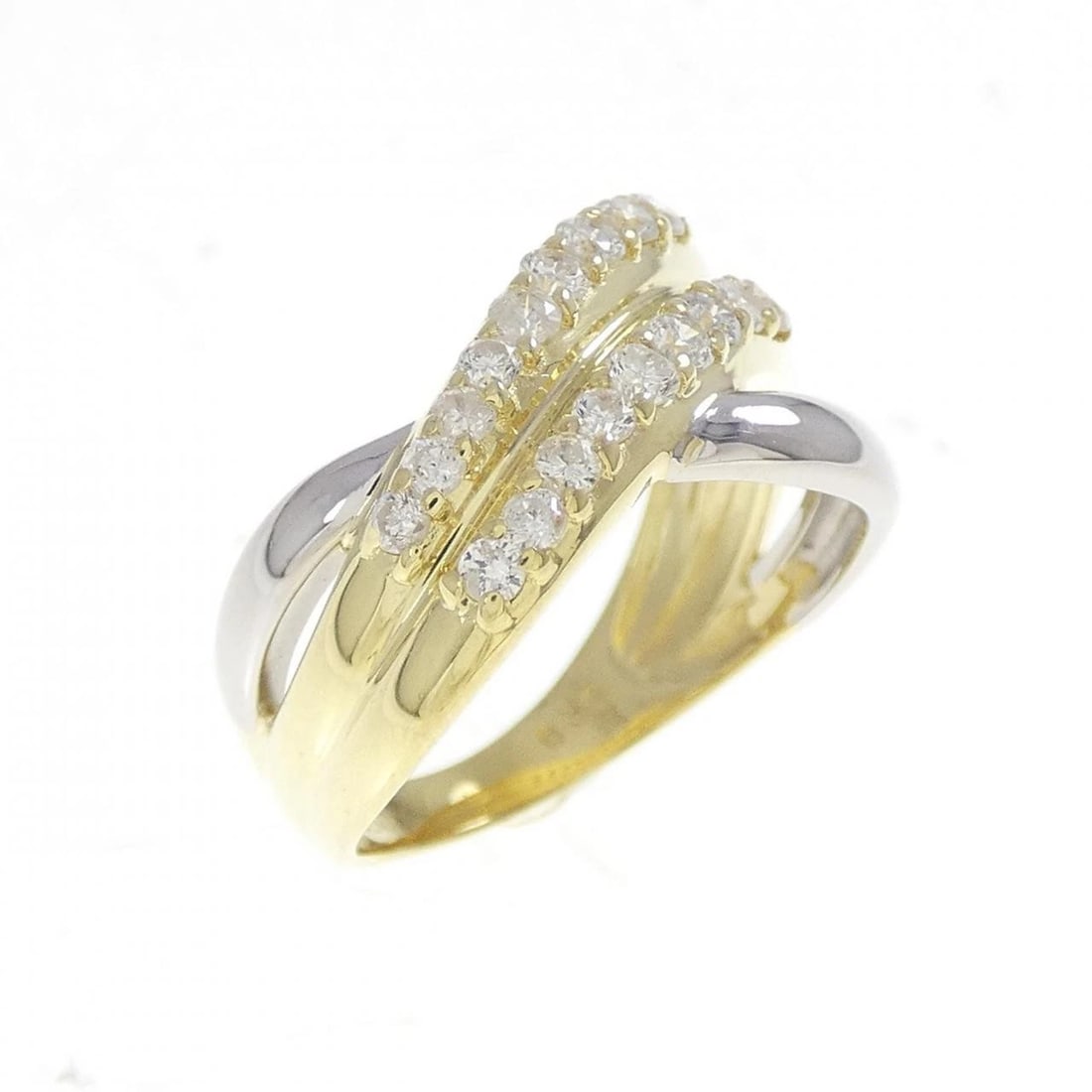 K18YG PT900 DIAMOND RING: K18YG PT900 Diamond Ring Brand: Unbranded Type: Ring Material: K18 Yellow Gold Platinum 900, Main Stone/Creation Natural Color: yellow gold Size: 3-3.5US Accessories: None Accessories Notice: