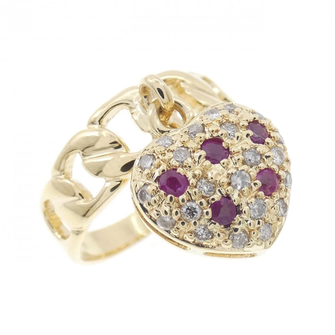 K18YG HEART RUBY RING: K18YG Heart Ruby Ring Brand: Unbranded Type: Ruby ring Material: 18K yellow gold, Main Stone/Creation Natural Color: yellow gold Size: 4.75US Accessories: None Accessories Notice: When