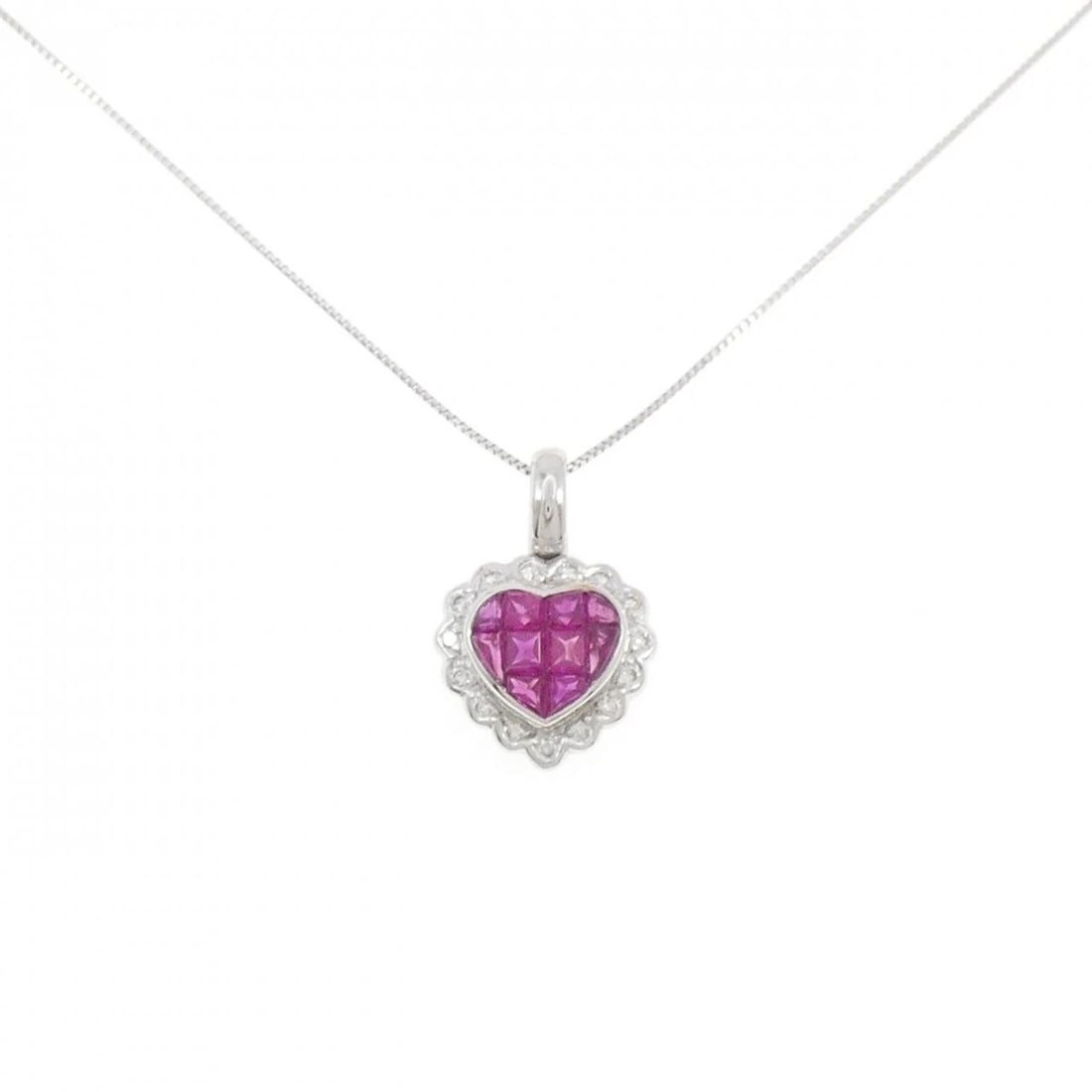 750WG K18WG HEART RUBY NECKLACE: 750WG K18WG Heart Ruby Necklace Brand: Unbranded Type: Necklace Material: 750 White Gold K18 White Gold, Main Stone/Creation RubySide Stone Natural Color: White Gold Size: 45cmActualSize Pendant t