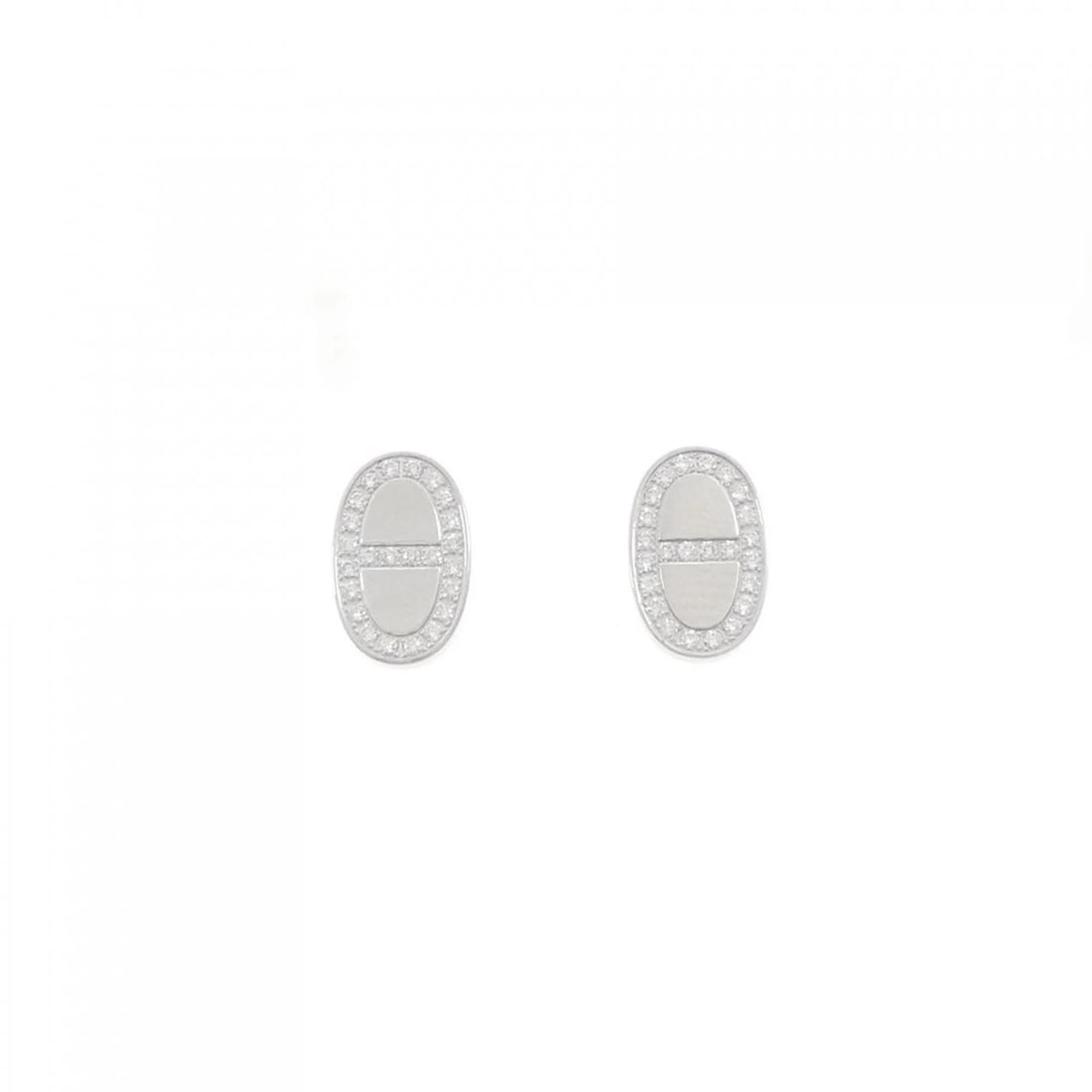 HERMES CHAINE D'ANCRE CONTOUR EARRINGS: HERMES Chaine d'Ancre Contour Earrings Brand: HERMES Type: Earrings Material: 750 White Gold, Main Stone/Creation Natural Color: White Gold Size: ActualSize HxW: 11.0mmx7.0mm Accessories: