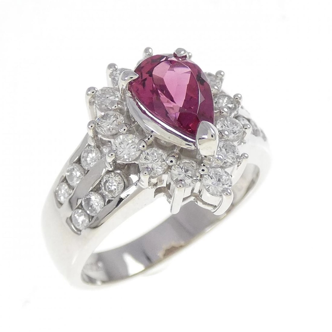 PT900 TOURMALINE RING: PT900 Tourmaline Ring Brand: Unbranded Type: Ring Material: Platinum 900, Main Stone/Creation tourmaline Color: platinum Size: 7-7.5US Accessories: None Accessories Notice: When purchasing