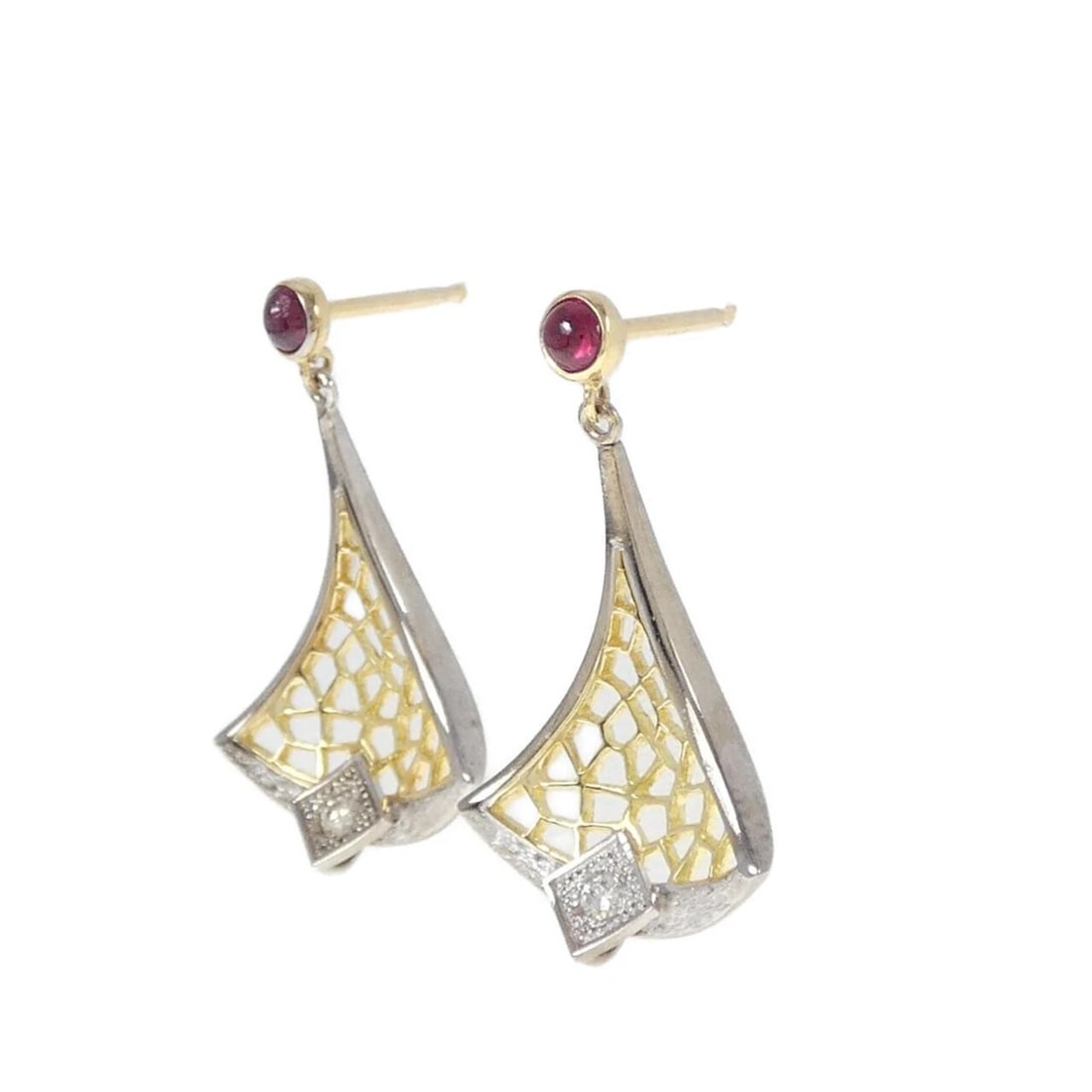 K18YG K18WG RUBY EARRINGS - 2