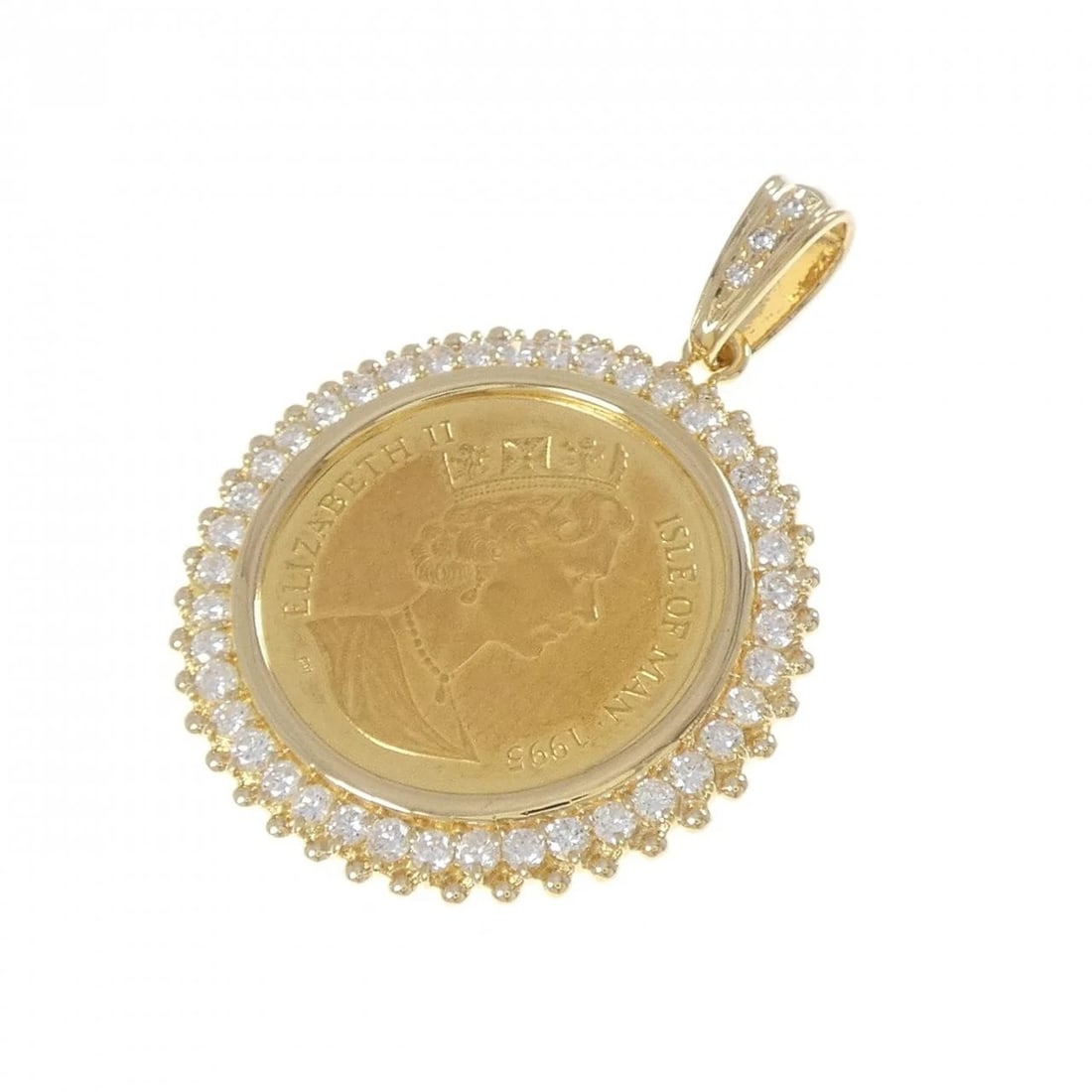 K18YG (FRAME) DIAMOND COIN PENDANT: K18YG (frame) Diamond Coin Pendant Brand: Unbranded Type: Coin Material: K18 yellow gold, Main Stone/Creation Natural Color: yellow gold Size: HxW: 41.5mmx30.0mm Accessories: None Accessories