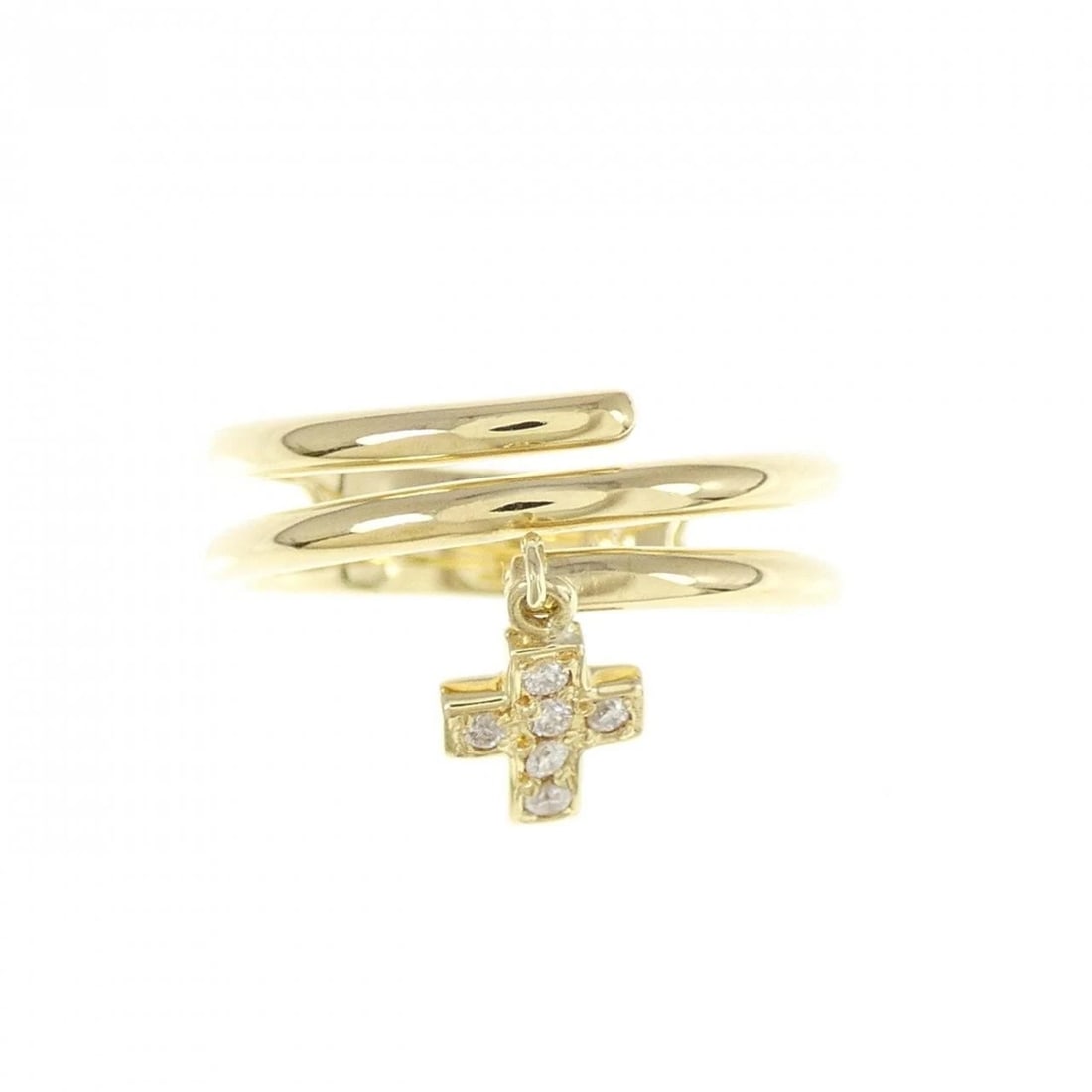 K18YG CROSS DIAMOND RING - 2