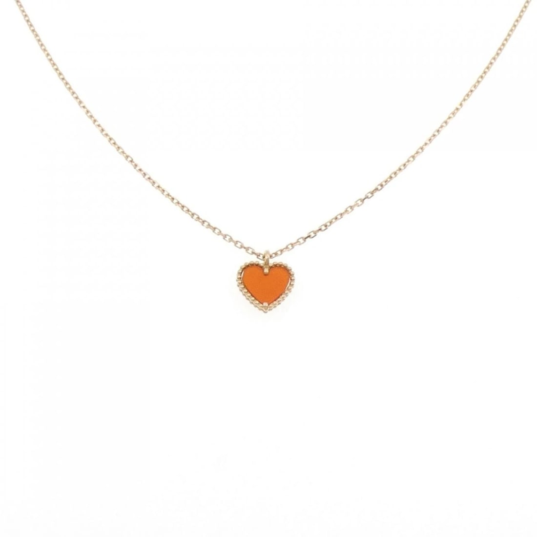 VAN CLEEF & ARPELS SWEET ALHAMBRA NECKLACE: Van Cleef & Arpels Sweet Alhambra Necklace Brand: Van Cleef & Arpels Type: Necklace Material: 750 Pink Gold, Main Stone/Creation Carnelian Color: Pink Gold Size: 38 40cm,ActualSize Pendant top