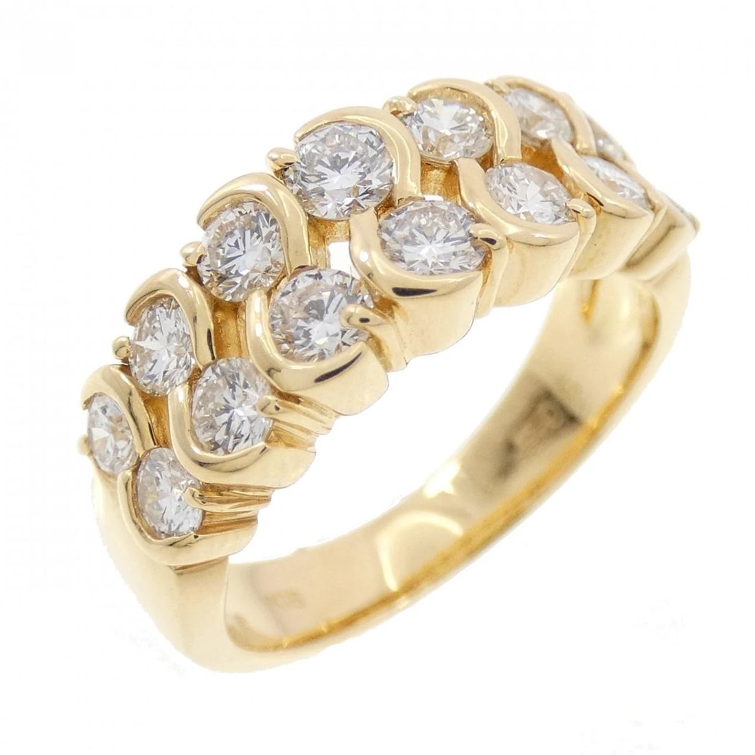 K18YG DIAMOND RING: K18YG Diamond Ring Brand: Unbranded Type: Ring Material: K18 Yellow Gold, Main Stone/Creation Natural Color: yellow gold Size: 7US Accessories: None Accessories Notice: When purchasing