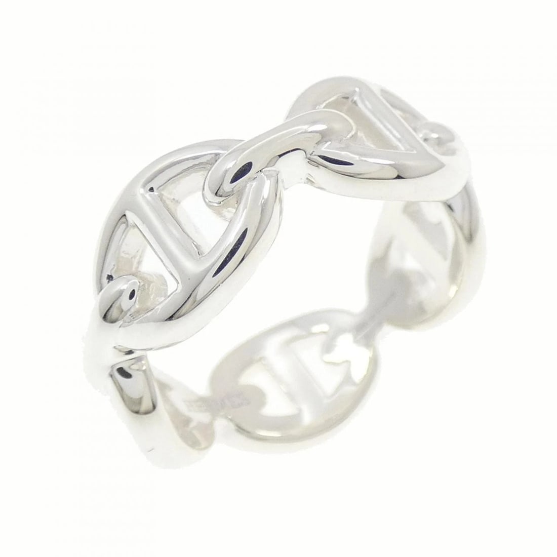 HERMES CHAINE D'ANCRE ENCHENE RING: HERMES Chaine d'Ancre Enchene Ring Brand: HERMES Type: Ring Material: 925 Silver, Color: Silver Size: 5.5 (US size) Accessories: None Accessories Notice: When purchasing pre-owned goods,