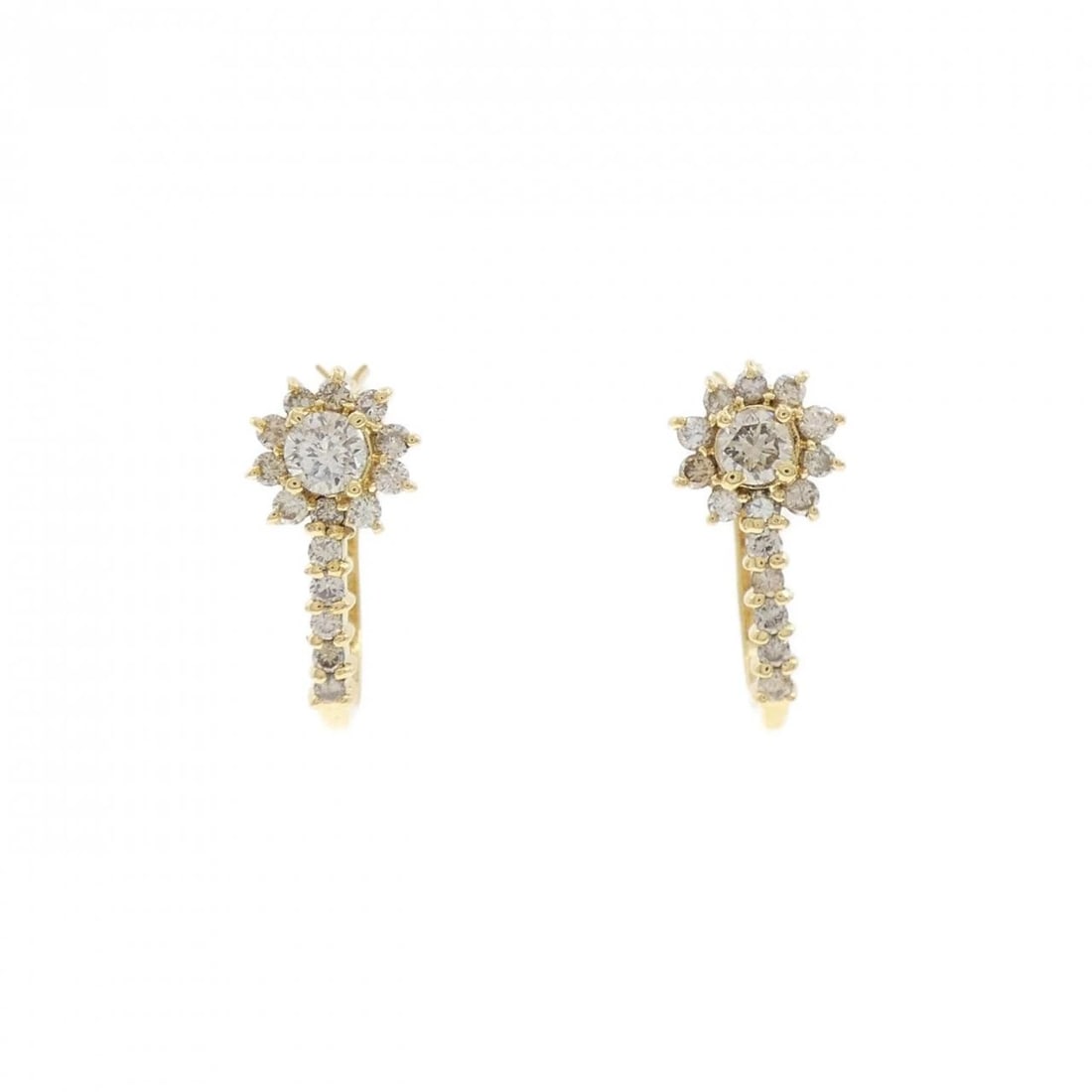 K18YG DIAMOND EARRINGS: K18YG Diamond Earrings Brand: Unbranded Type: Earrings Material: K18 Yellow Gold, Main Stone/Creation Natural Color: yellow gold Size: HxW: 14.8mmx6.7mm Accessories: None Accessories Notice: