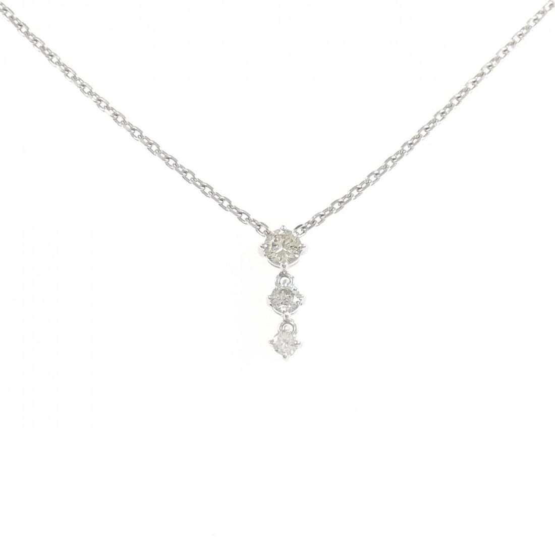 K18WG DIAMOND NECKLACE: K18WG Diamond Necklace Brand: Unbranded Type: Necklace Material: K18 White Gold, Main Stone/Creation Natural Color: white gold Size: 45cm ActualSizePendant top H x W: 12.4mmx4.0mm Chain Max.