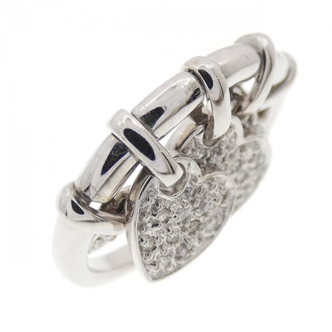 K18WG HEART PAVE DIAMOND RING: K18WG Heart Pave Diamond Ring Brand: Unbranded Type: Ring Material: K18 White Gold, Main Stone/Creation Natural Color: white gold Size: 6.5US Accessories: None Accessories Notice: When