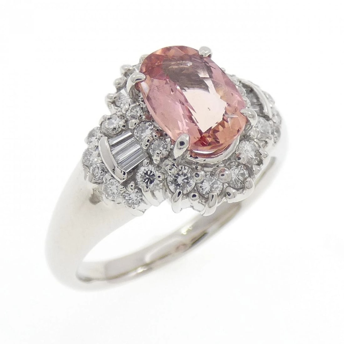 PT900 IMPERIAL TOPAZ RING: PT900 Imperial Topaz Ring Brand: Unbranded Type: Imperial Topaz Ring Material: Platinum 900, Main Stone/Creation imperial topaz Color: platinum Size: 7.5US Accessories: None Accessories