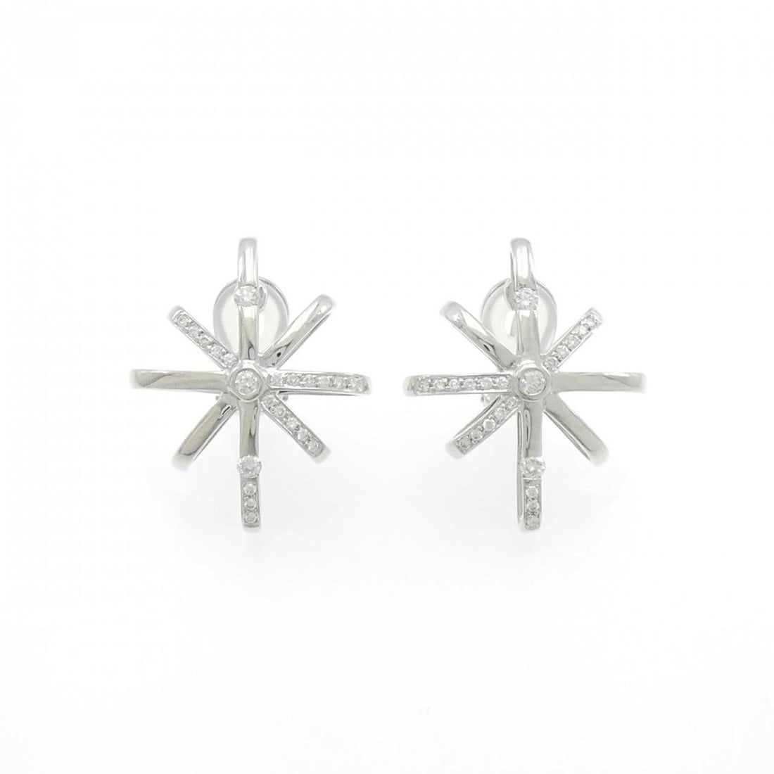 K18WG DIAMOND PIERCE/EARRING: K18WG Diamond Pierce/Earring Brand: Unbranded Type: Diamond Pierce/Earring Material: 18K white gold, Main Stone/Creation Natural Color: white gold Size: Approx. length x width: 28.3mm x 23.5mm