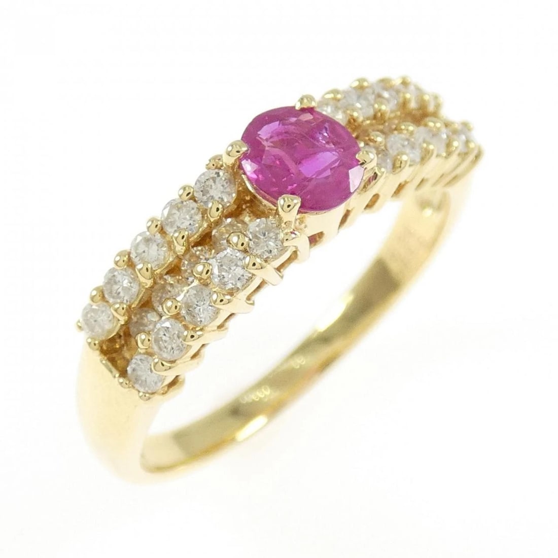 K18YG RUBY RING: K18YG Ruby Ring Brand: Unbranded Type: Ring Material: K18 Yellow Gold, Main Stone/Creation Ruby Color: yellow gold Size: 8.5US Accessories: None Accessories Notice: When purchasing pre-owned