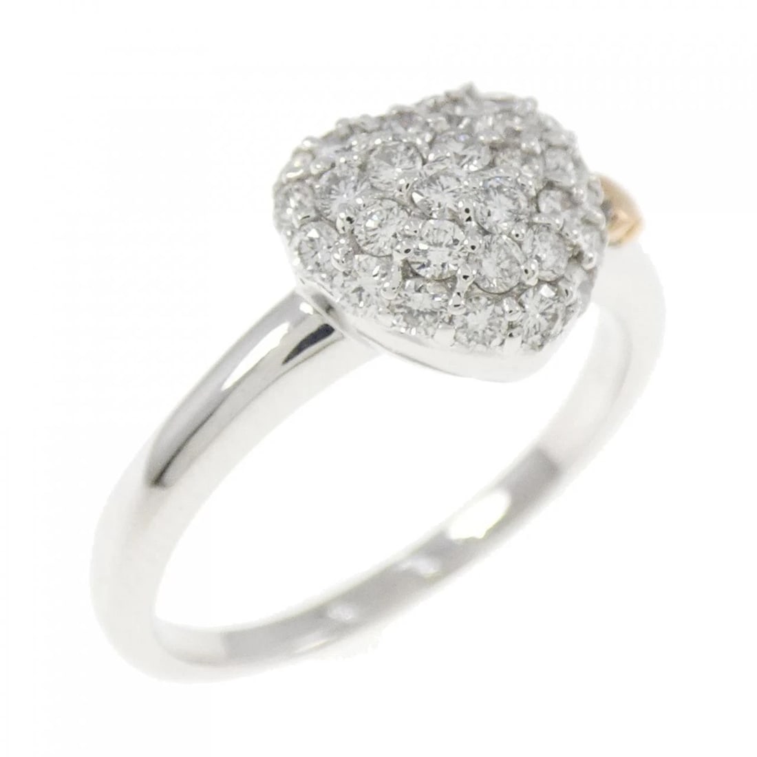 K18WG K18PG HEART PAVE DIAMOND RING: K18WG K18PG Heart Pave Diamond Ring Brand: Unbranded Type: Ring Material: K18 White Gold K18 Pink Gold, Main Stone/Creation Natural Color: white gold Size: 7-7.5US Accessories: None