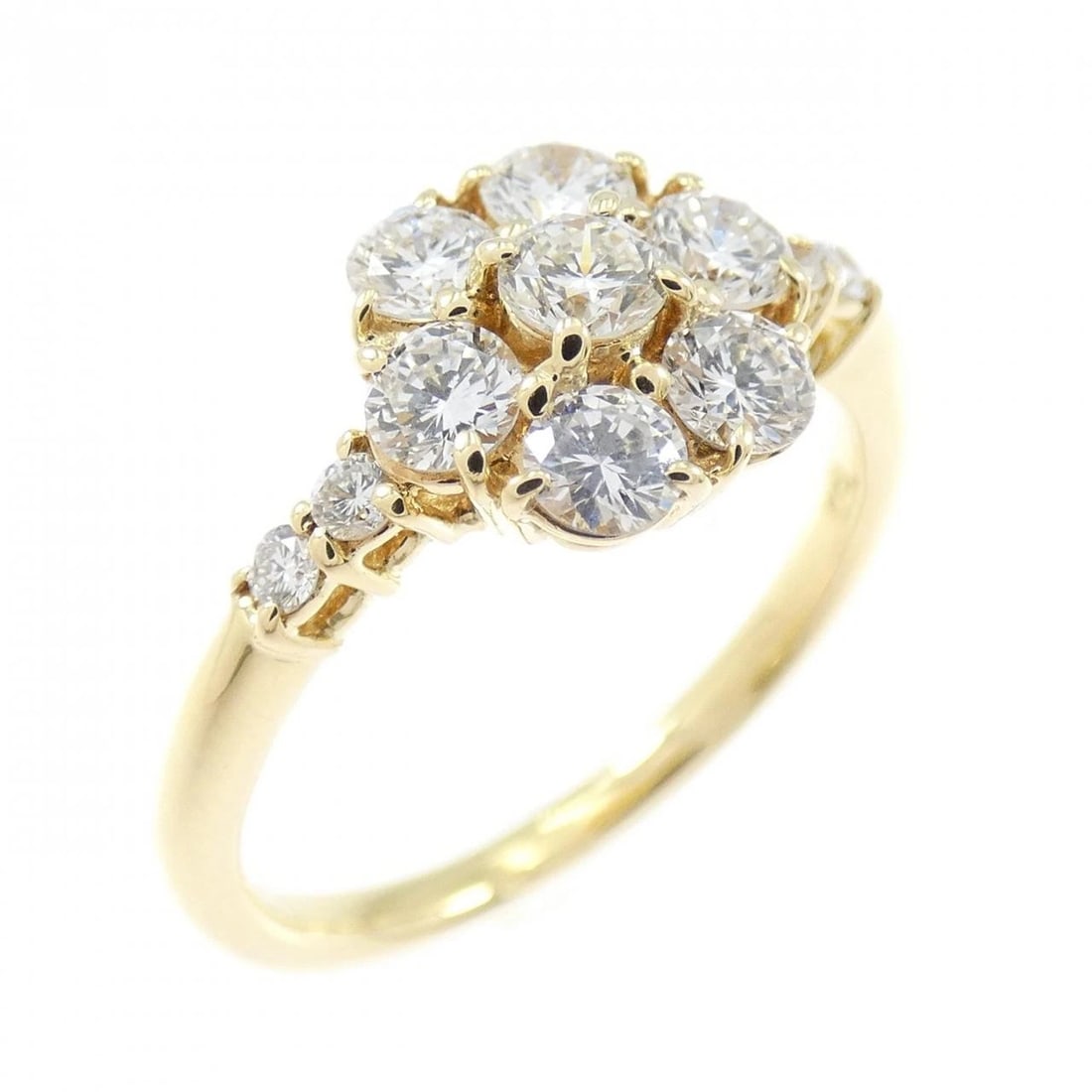 750YG FLOWER DIAMOND RING: 750YG Flower Diamond Ring Brand: Unbranded Type: Ring Material: 750 Yellow Gold, Main Stone/Creation Natural Color: yellow gold Size: 6US Accessories: None Accessories Notice: When purchasing