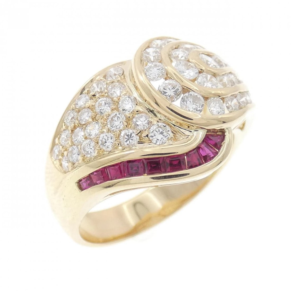 K18YG RUBY RING: K18YG Ruby Ring Brand: Unbranded Type: Ruby ring Material: K18YG, Main Stone/Creation ruby Color: yellow gold Size: 7.5US Accessories: None Accessories Notice: When purchasing pre-owned go