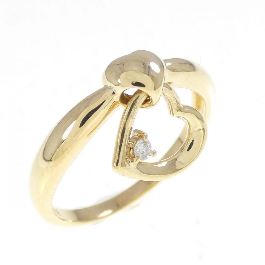 K18YG HEART DIAMOND RING: K18YG Heart Diamond Ring Brand: Unbranded Type: Ring Material: K18 Yellow Gold, Main Stone/Creation Natural Color: yellow gold Size: 5.5US Accessories: None Accessories Notice: When purcha