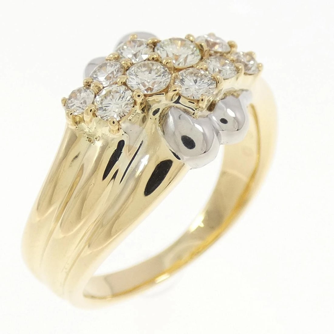 K18YG PT900 DIAMOND RING: K18YG PT900 Diamond Ring Brand: Unbranded Type: Ring Material: K18 Yellow Gold Platinum 900, Main Stone/Creation Natural Color: Yellow Gold Size: 5.5 -6 (US size) Accessories: None