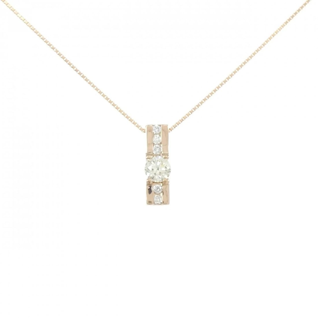 K18PG DIAMOND NECKLACE: K18PG Diamond Necklace Brand: Unbranded Type: Necklace Material: K18 Pink Gold, Main Stone/Creation Natural Color: pink gold Size: 45cmPendant top H x W: 14.7mmx4.6mm Chain Max. W: 0.6mm Accessor