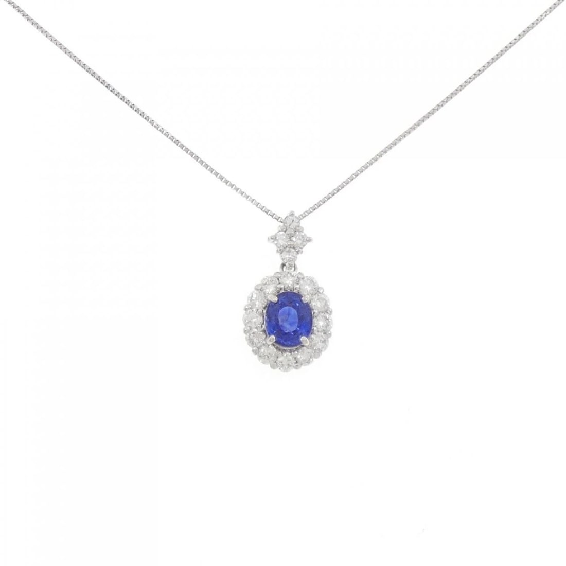 PT900 PT850 SAPPHIRE NECKLACE: PT900 PT850 Sapphire Necklace Brand: Unbranded Type: Necklace Material: Platinum 900 Platinum 850, Main Stone/Creation sapphire Color: platinum Size: 45cm ActualSizePendant top H x W: