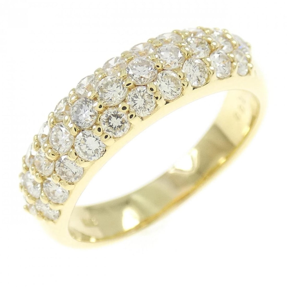 K18YG PAVE DIAMOND RING: K18YG Pave Diamond Ring Brand: Unbranded Type: Ring Material: K18 Yellow Gold, Main Stone/Creation Natural Color: Yellow Gold Size: 7-7.5 (US size) Accessories: None Accessories Notice: Wh