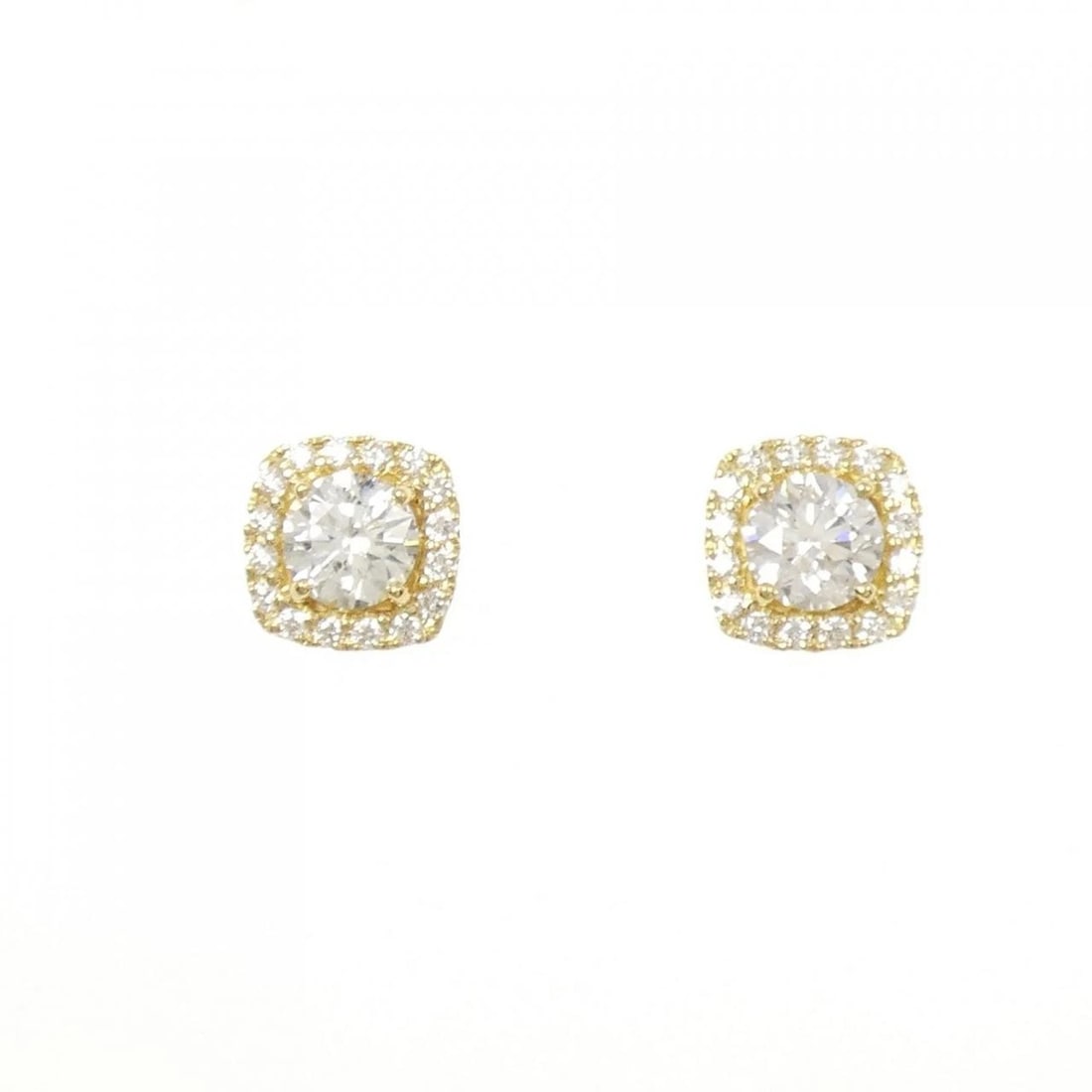 K18YG ST DIAMOND EARRINGS: K18YG ST Diamond Earrings Brand: Unbranded Type: Earrings Material: K18 Yellow Gold SST, Main Stone/Creation Natural Color: Yellow Gold Size: ActualSize HxW: 8.3mmx8.3mm Accessories: None