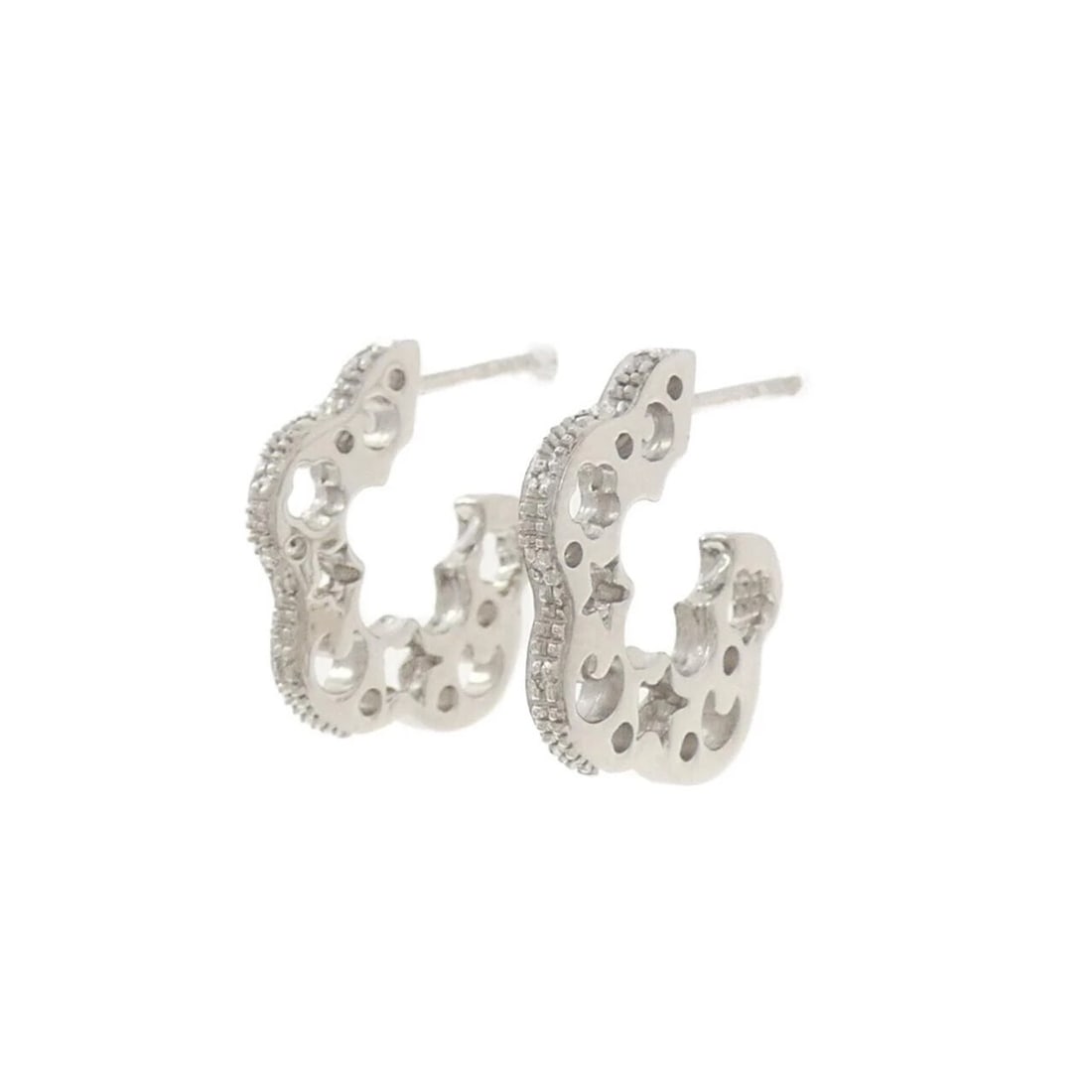 750WG FLOWER DIAMOND EARRINGS: 750WG Flower Diamond Earrings Brand: Unbranded Type: Earrings Material: 750 White Gold, Main Stone/Creation Natural Color: white gold Size: 50cm ActualSizePendant top H x W: 22.5mmx5.4mm Chain