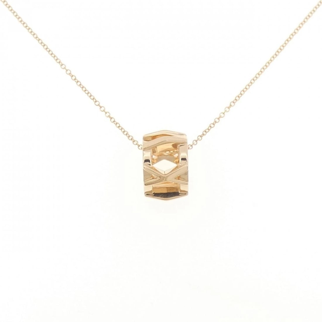 TIFFANY ATLAS X OPEN NECKLACE: Tiffany Atlas X Open Necklace Brand: Tiffany Type: Necklace Material: 750 Pink Gold, Color: Pink Gold Size: 40cm-45cm,ActualSize Pendant top H x W: 13.7mmx8.3mm Chain Max. W: 1.0mm 
