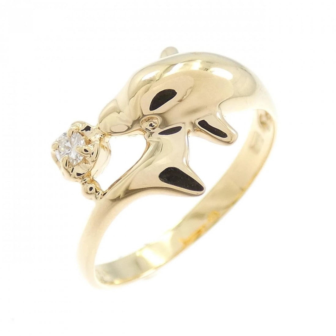 K18YG DOLPHIN DIAMOND RING: K18YG Dolphin Diamond Ring Brand: Unbranded Type: Ring Material: K18 Yellow Gold, Main Stone/Creation Natural Color: yellow gold Size: 6-6.5US Accessories: None Accessories Notice: When