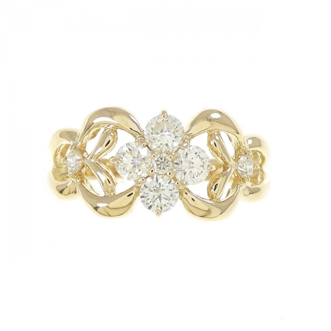 K18YG FLOWER DIAMOND RING - 2