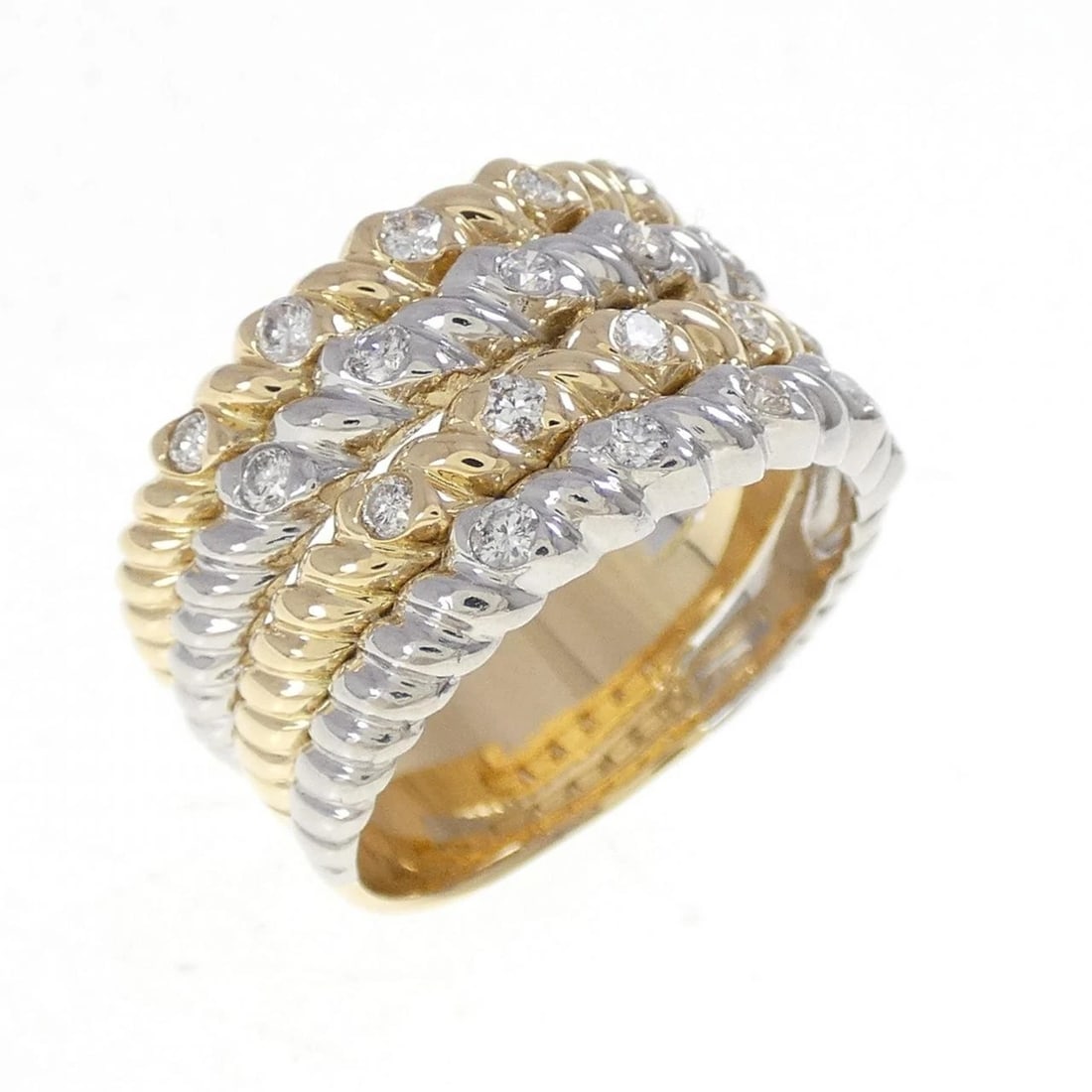 K18YG/PT900 DIAMOND RING: K18YG/PT900 Diamond Ring Brand: Unbranded Type: Diamond ring Material: K18YG/PT900, Main Stone/Creation Natural Color: Yellow Gold Size: US7.75 Accessories: None Accessories Notice: When