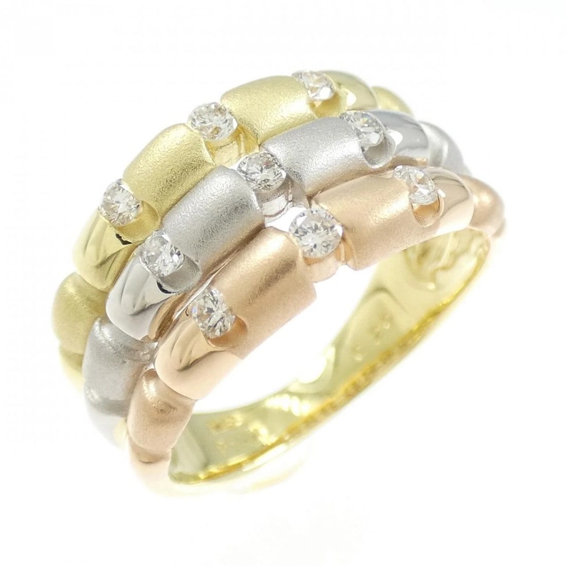 K18YG PT900 K18PG DIAMOND RING: K18YG PT900 K18PG Diamond Ring Brand: Unbranded Type: Ring Material: K18 Yellow Gold Platinum 900 K18 Pink Gold, Main Stone/Creation Natural Color: yellow gold Size: 4-4.5US Accessories: None