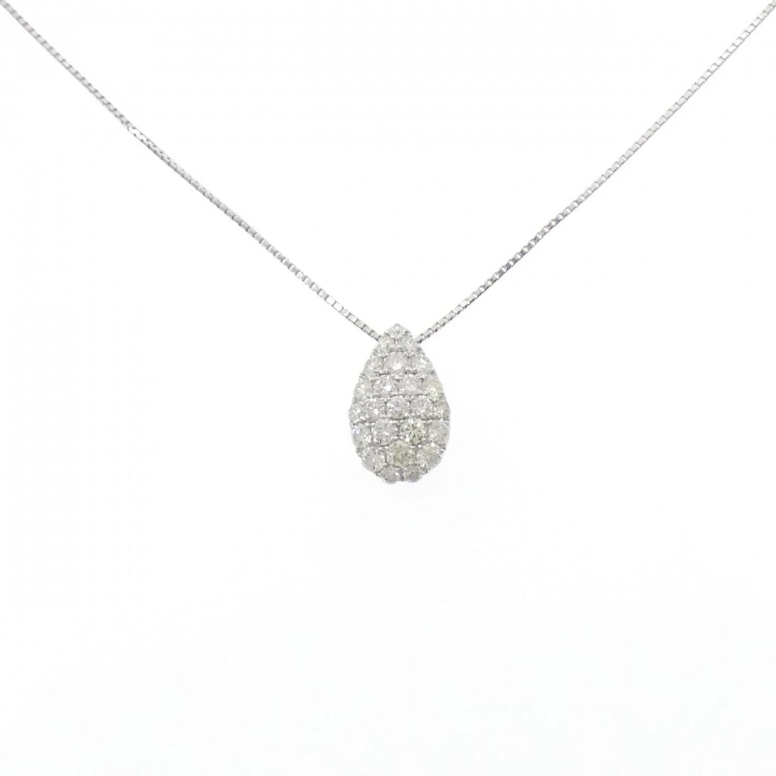 K18WG DIAMOND NECKLACE: K18WG Diamond Necklace Brand: Unbranded Type: Necklace Material: K18 White Gold, Main Stone/Creation Natural Color: White Gold Size: 45cmActualSize Pendant top H x W: 14.7mmx9.0mm Chain Max.