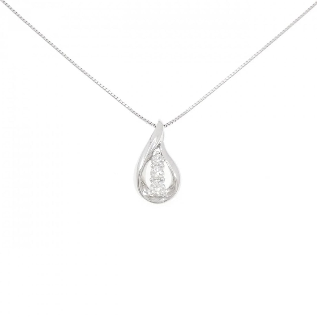 K18WG DIAMOND NECKLACE: K18WG Diamond Necklace Brand: Unbranded Type: Necklace Material: K18 White Gold, Main Stone/Creation Natural Color: white gold Size: 45cm ActualSizePendant top H x W: 16.9mmx9.2mm Chain Max.