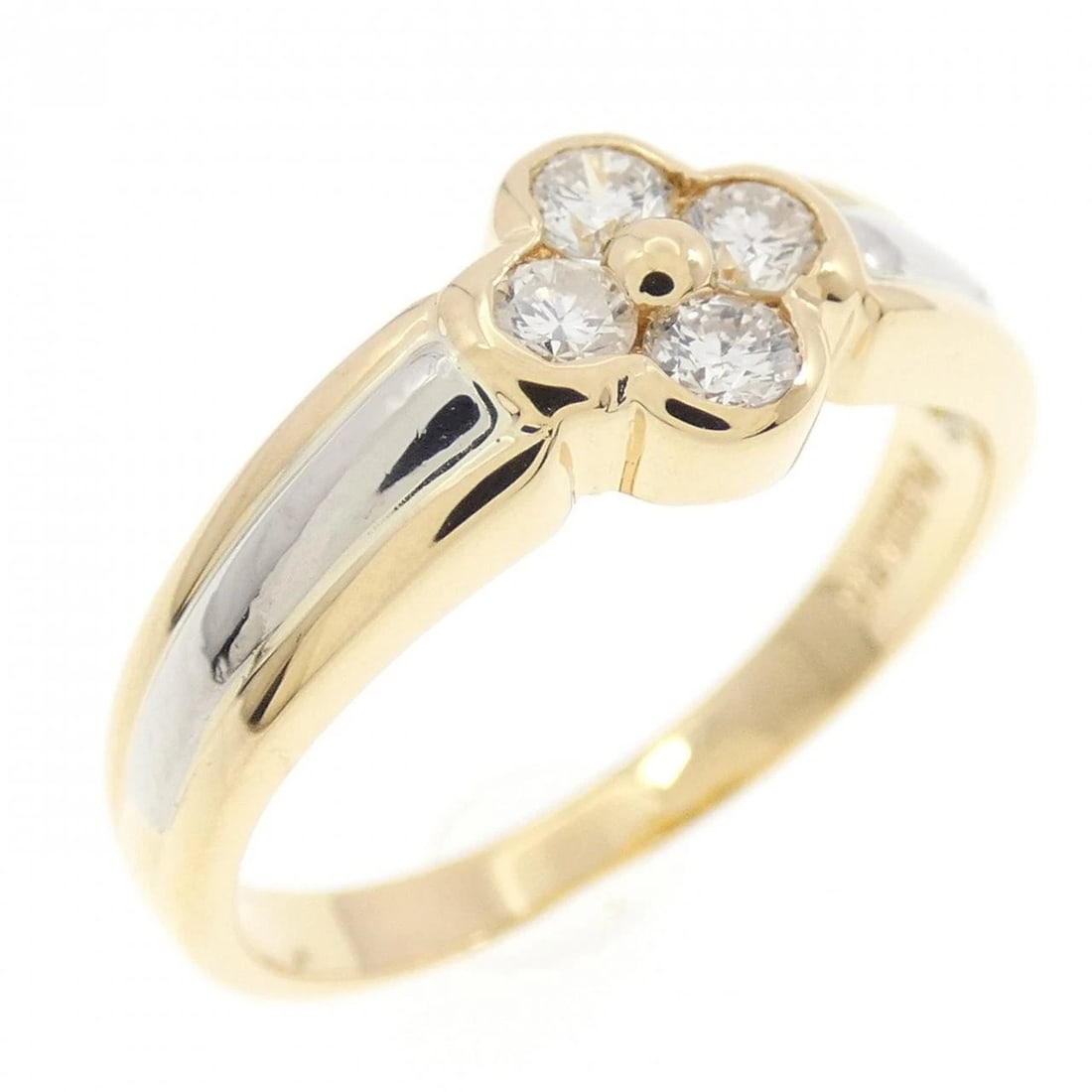 K18YG PT900 FLOWER DIAMOND RING: K18YG PT900 Flower Diamond Ring Brand: Unbranded Type: Ring Material: K18 Yellow Gold Platinum 900, Main Stone/Creation Natural Color: yellow gold Size: 5 (US size) Accessories: None