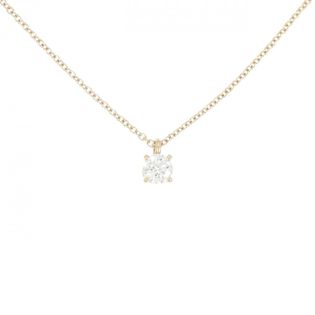 TIFFANY & CO. SOLITAIRE NECKLACE: Tiffany & Co. solitaire Necklace Brand: Tiffany Type: Necklace Material: 750 Pink Gold, Main Stone/Creation Natural Color: Pink Gold Size: 41cm,ActualSize Pendant top H x W: 4.1mmx4.1mm Chain
