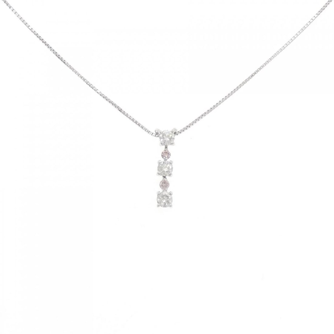 K18WG DIAMOND NECKLACE: K18WG Diamond Necklace Brand: Unbranded Type: Necklace Material: K18 White Gold, Main Stone/Creation Natural Color: white gold Size: 45cm ActualSizePendant top H x W: 15.6mmx3.1mm Chain Max.