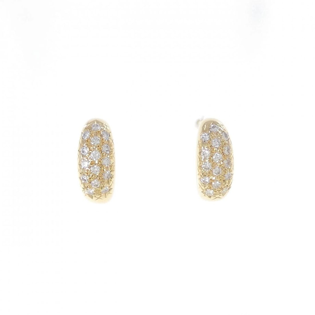 K18YG DIAMOND EARRINGS: K18YG Diamond Earrings Brand: Unbranded Type: Earrings Material: K18 Yellow Gold, Main Stone/Creation Natural Color: Yellow Gold Size: ActualSize HxW: 12.7mmx5.5mm Accessories: None