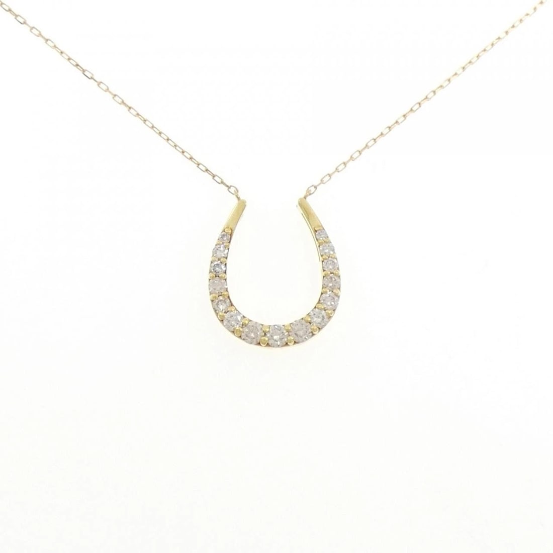K18YG DIAMOND NECKLACE: K18YG Diamond Necklace Brand: Unbranded Type: Necklace Material: K18 Yellow Gold, Main Stone/Creation Natural Color: yellow gold Size: 46cm ActualSize Pendant top H x W: 16.9mmx14.6mm Chain