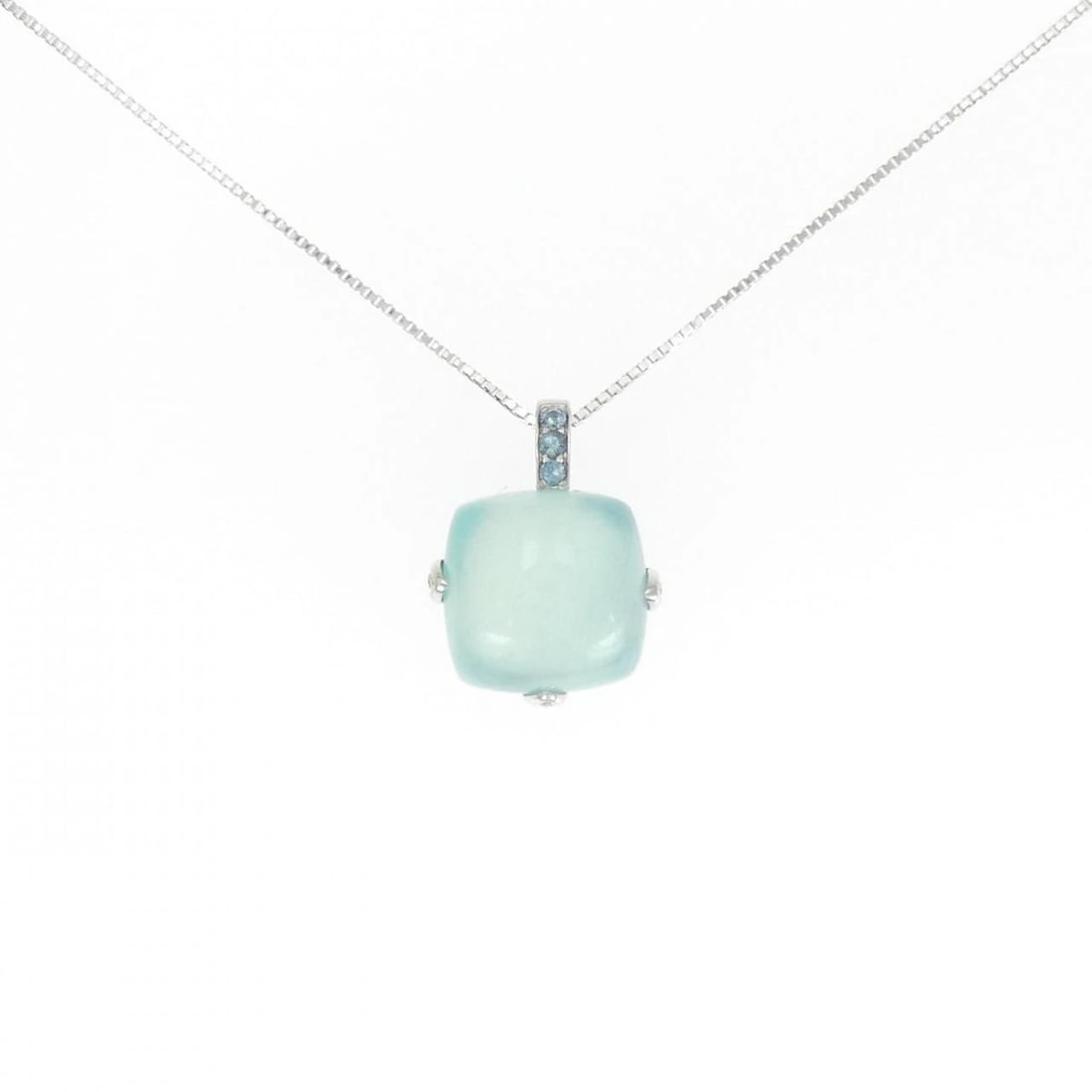 K18WG CHALCEDONY NECKLACE: K18WG Chalcedony Necklace Brand: Unbranded Type: Necklace Material: K18 White Gold, Main Stone/Creation chalcedony Color: white gold Size: 45cmPendant top H x W: 18.2mmx13.8mm Chain Max. W: