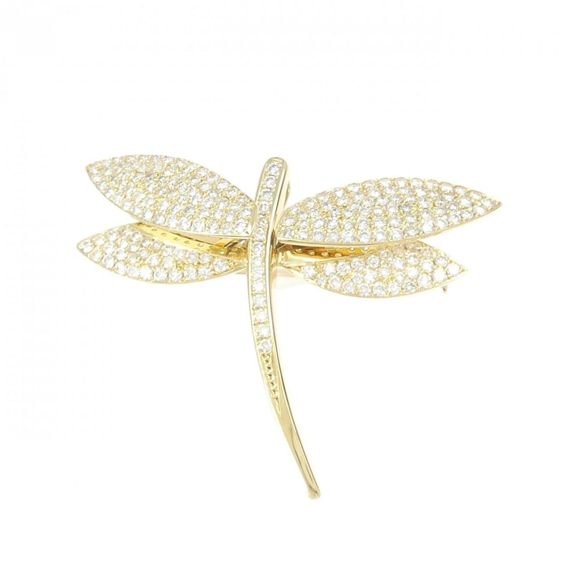 K18YG DRAGONFLY DIAMOND BROOCH: K18YG Dragonfly Diamond Brooch Brand: Unbranded Type: Pendant Brooch Material: K18 Yellow Gold, Main Stone/Creation Natural Color: Yellow Gold Size: ActualSize HxW: 38.9mmx47.3mm Accessories: