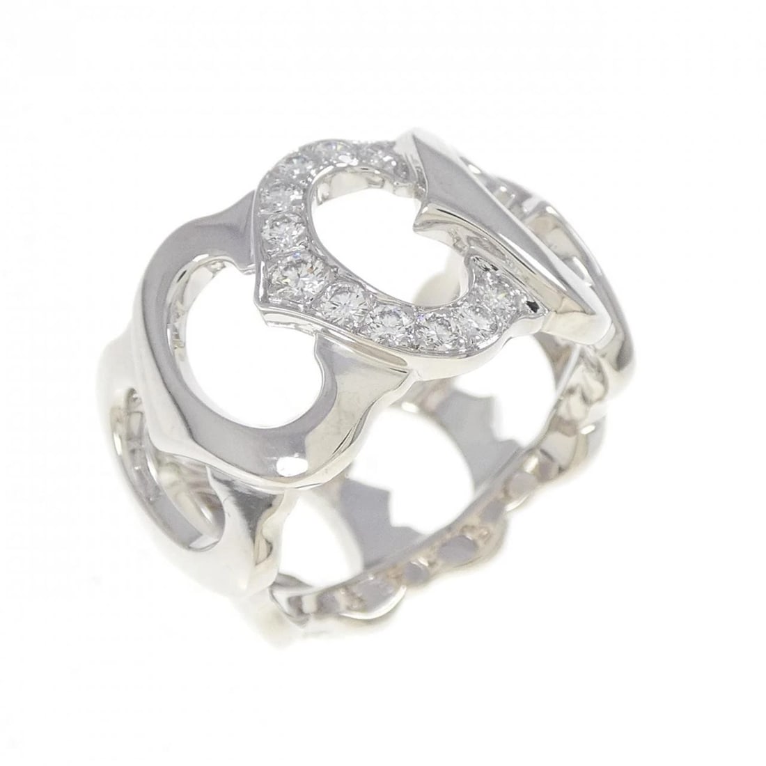 CARTIER C DE CARTIER 1P RING: Cartier C de Cartier 1P Ring Brand: CARTIER Type: Ring Material: 750 white gold, Main Stone/Creation Natural Color: white gold Size: US7.5 Accessories: None Accessories Notice: When