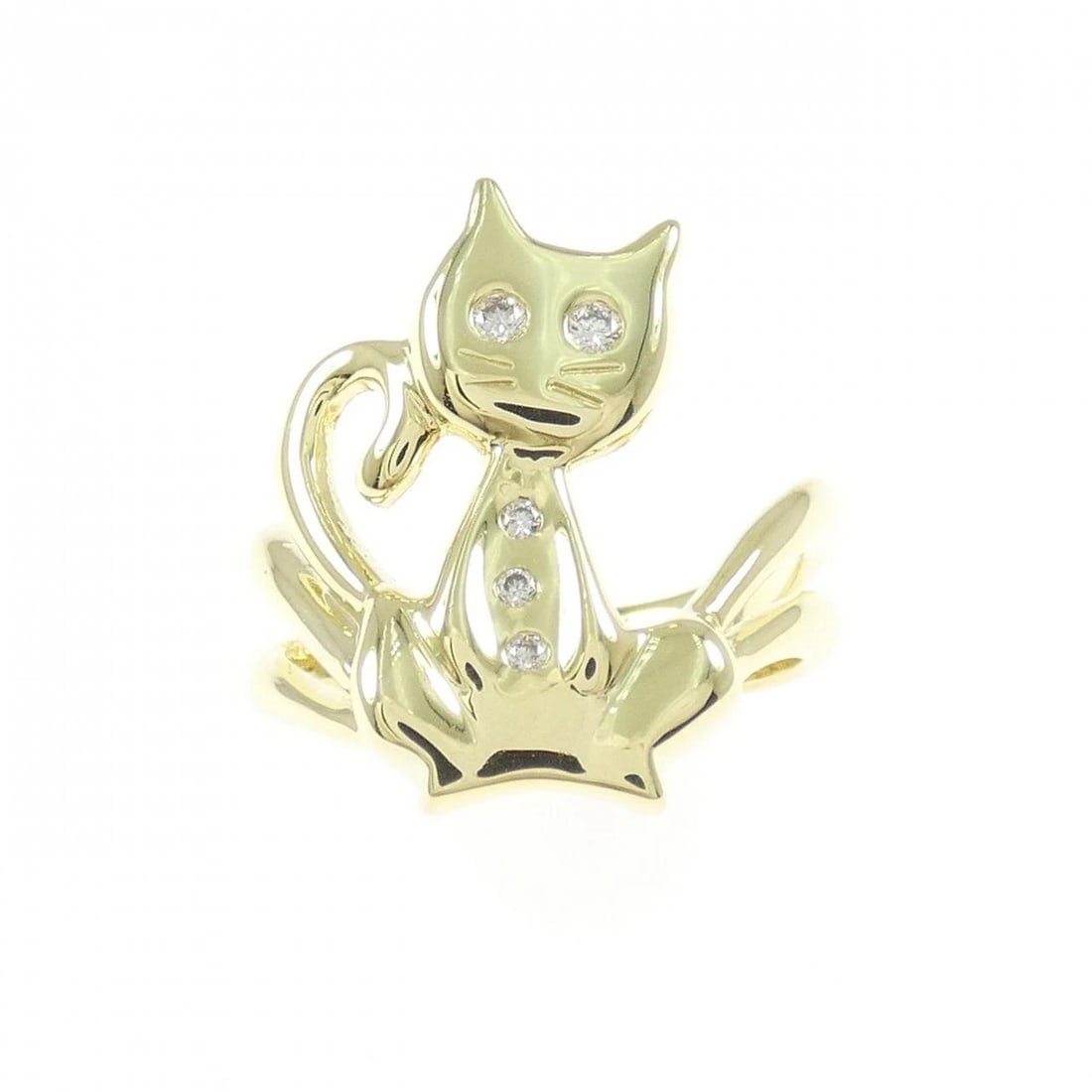 K18YG CAT DIAMOND RING - 2