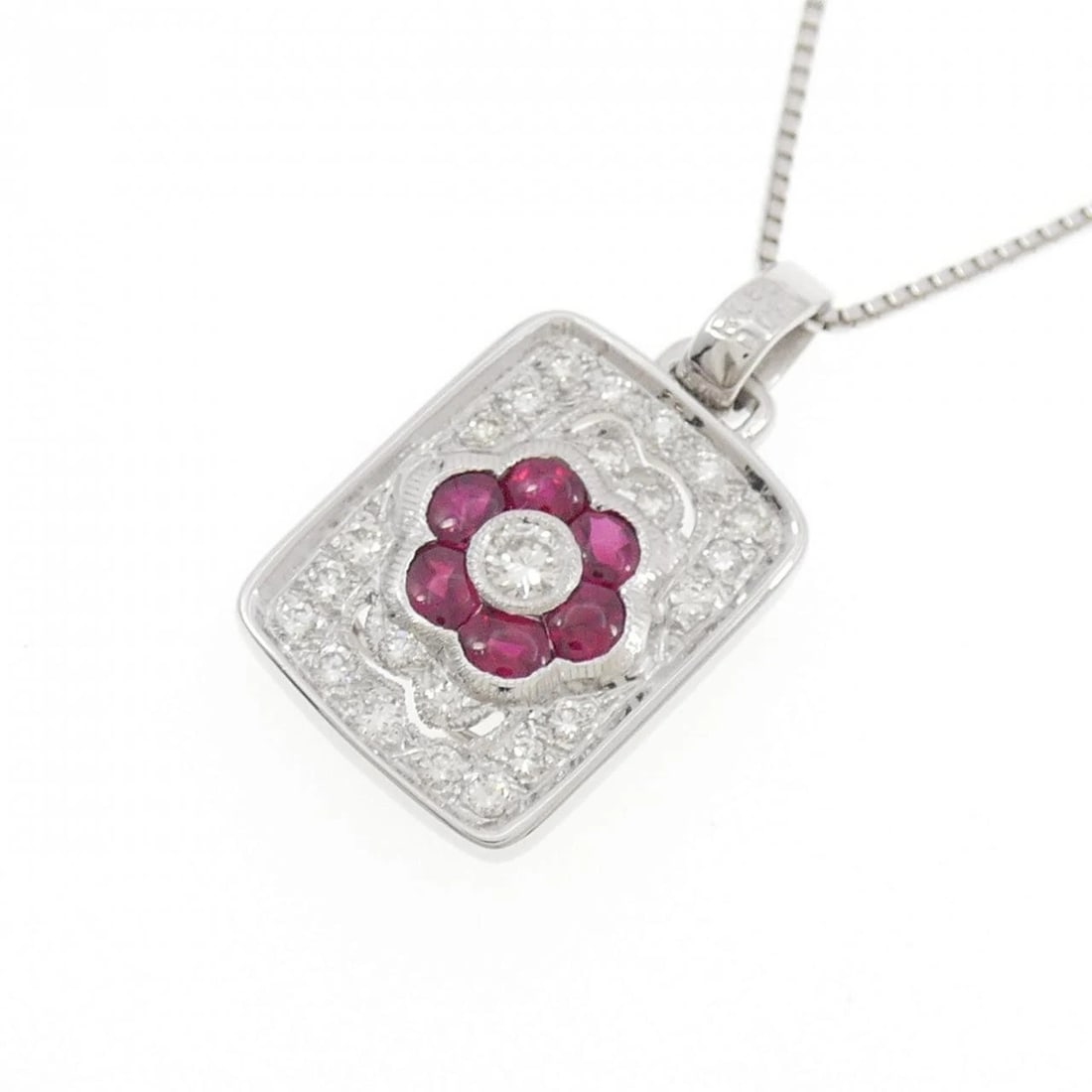 K18WG FLOWER RUBY NECKLACE - 3