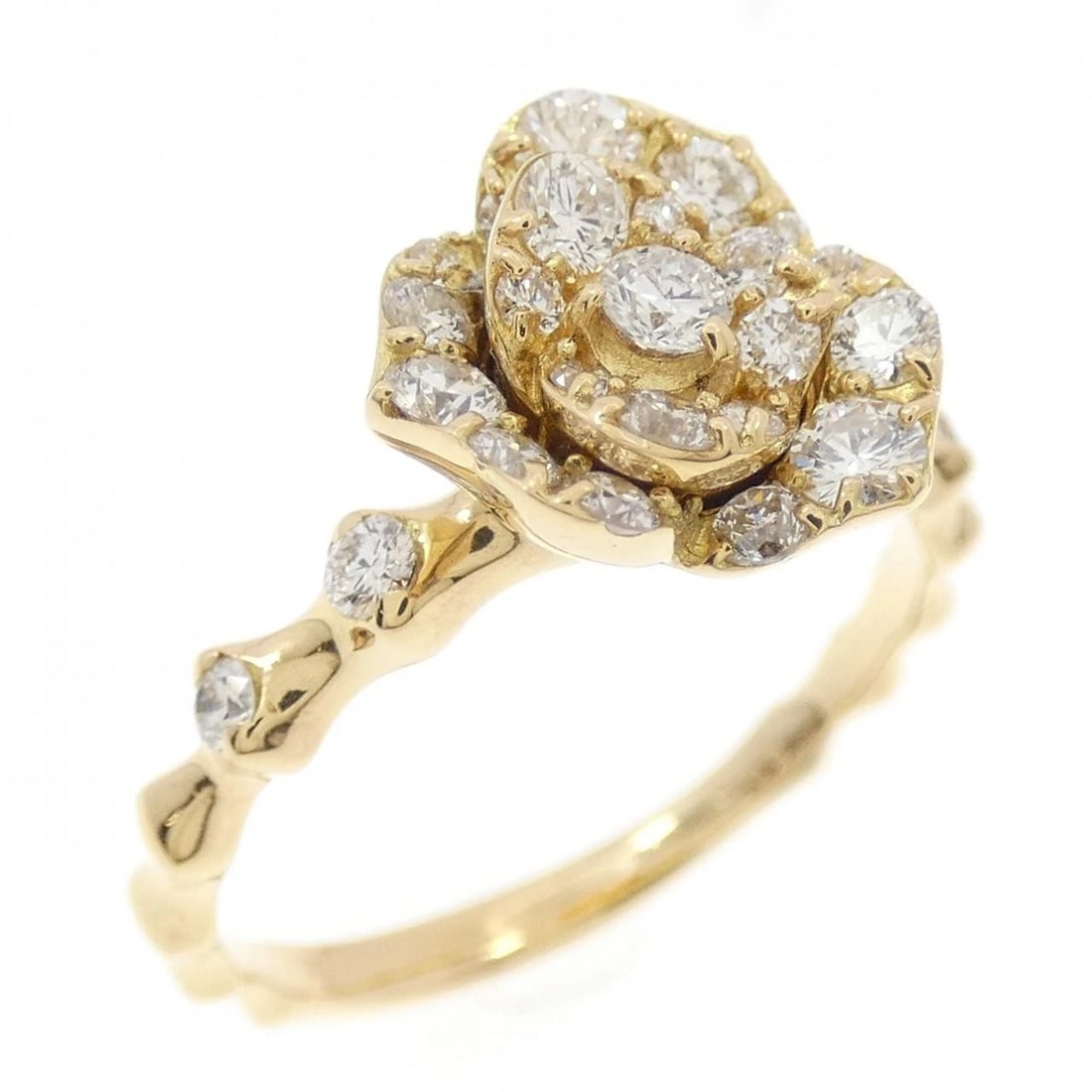 K18YG ROSE DIAMOND RING: K18YG Rose Diamond Ring Brand: Unbranded Type: Ring Material: K18 Yellow Gold, Main Stone/Creation Natural Color: yellow gold Size: 6US Accessories: None Accessories Notice: When purchasing