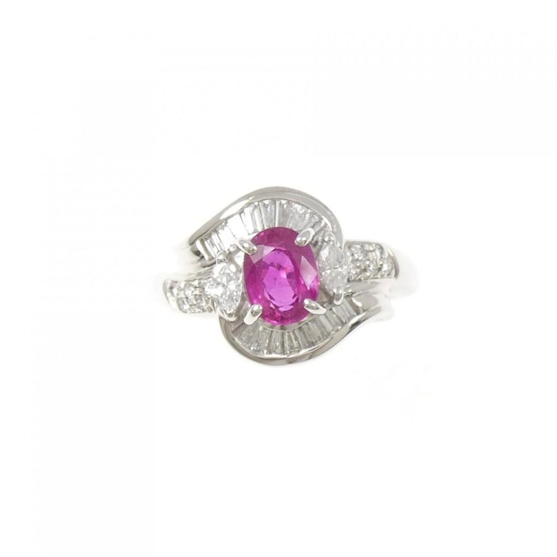 PT850 RUBY RING: PT850 Ruby Ring Brand: Unbranded Type: Ring Material: Platinum 850, Main Stone/Creation ruby Color: platinum Size: 6-6.5US Accessories: None Accessories Notice: When purchasing pre-owned g