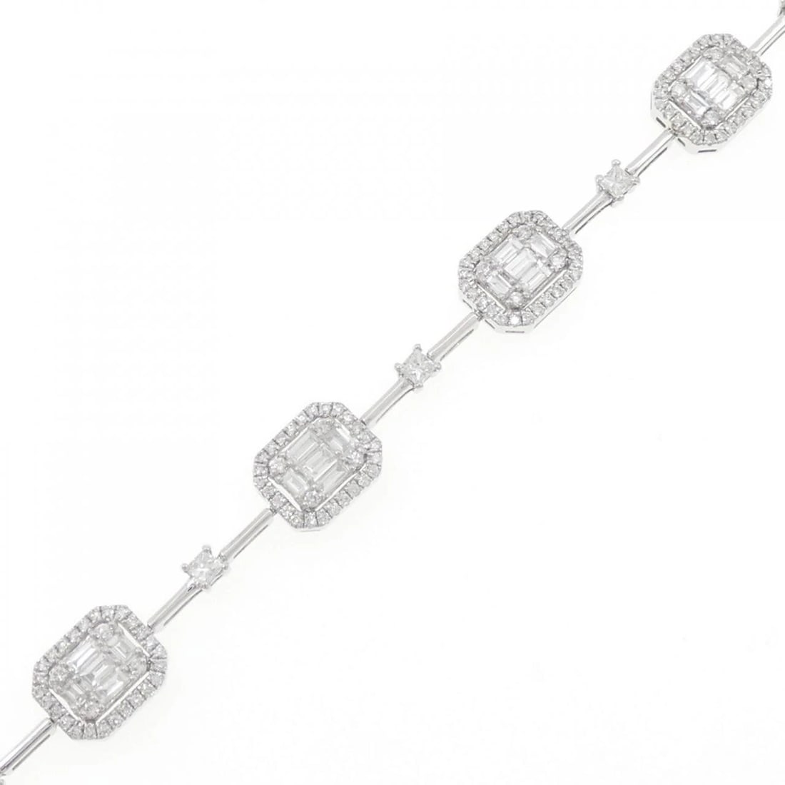 750WG DIAMOND BRACELET: 750WG Diamond Bracelet Brand: Unbranded Type: Bracelet Material: 750 White Gold, Main Stone/Creation Natural Color: White Gold Size: ActualSize Max W: 7.2mm Accessories: None Accessories