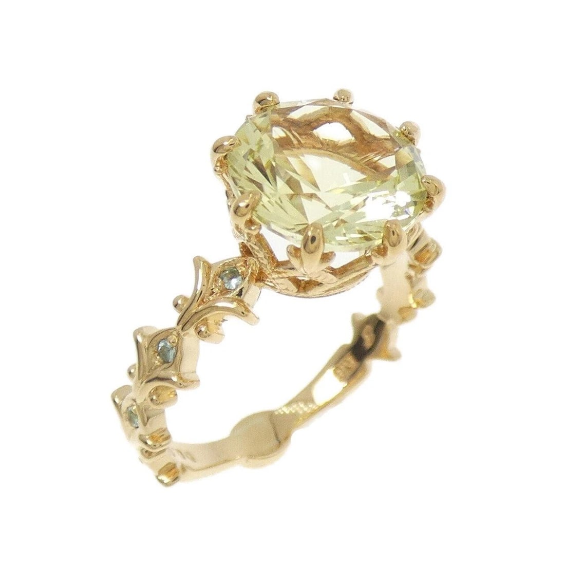 K18YG COLOR STONE RING: K18YG Color Stone Ring Brand: Unbranded Type: Ring Material: K18 Yellow Gold, Main Stone/Creation quartz Color: yellow gold Size: 5US Accessories: None Accessories Notice: When purchasing