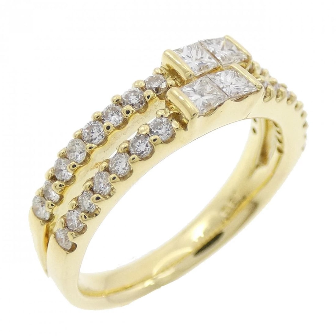 K18YG DIAMOND RING: K18YG Diamond Ring Brand: Unbranded Type: Ring Material: K18 Yellow Gold, Main Stone/Creation Natural Color: yellow gold Size: 5.5US Accessories: None Accessories Notice: When purchasing p